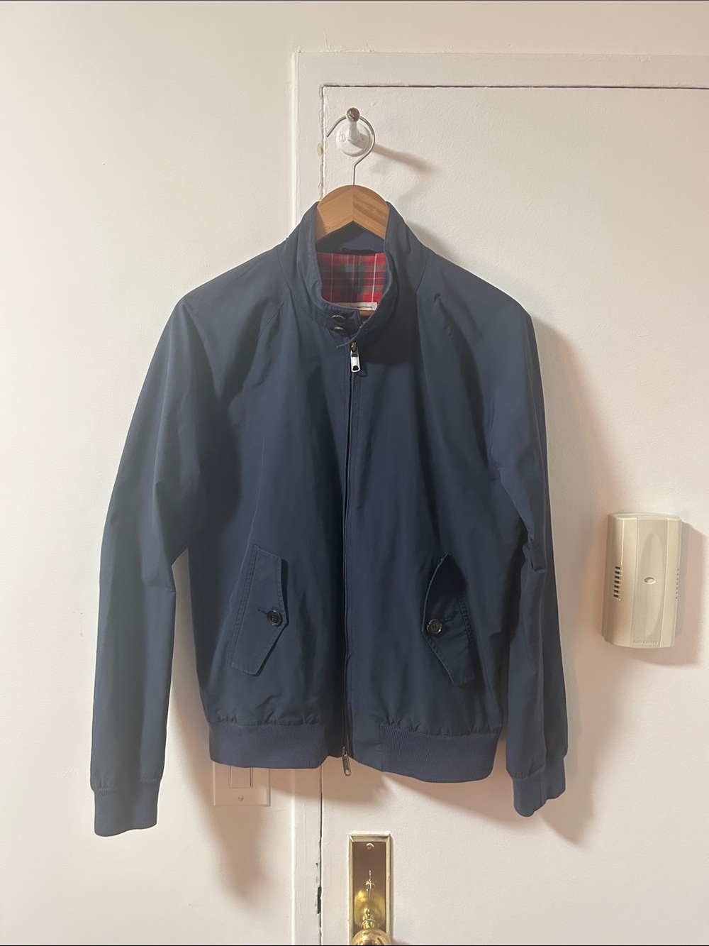 Baracuta G9 Men's Navy Harrington Jacket with Plaid Lining
